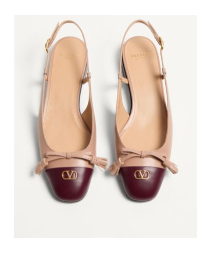 Valentino Valet Du Roi Leather Slingback Ballerina Flat In Nude