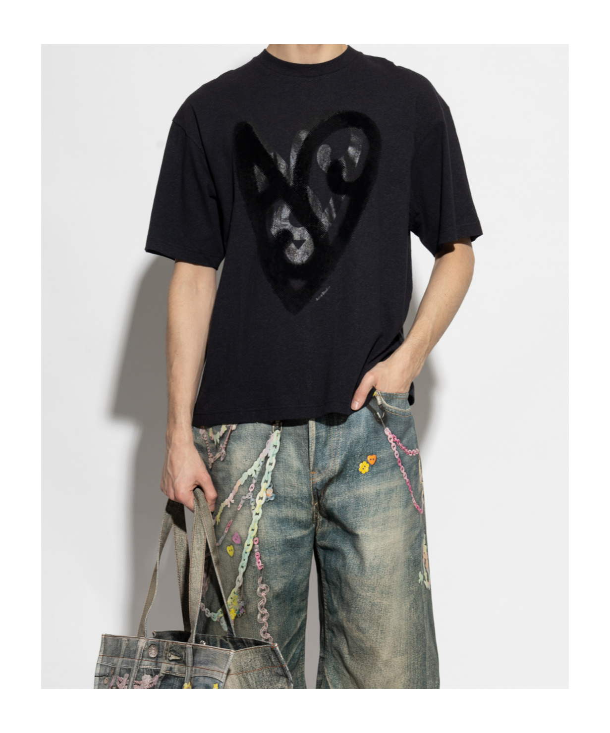 Acne Studios Item O-neck Short-sleeved T-shirt In Black