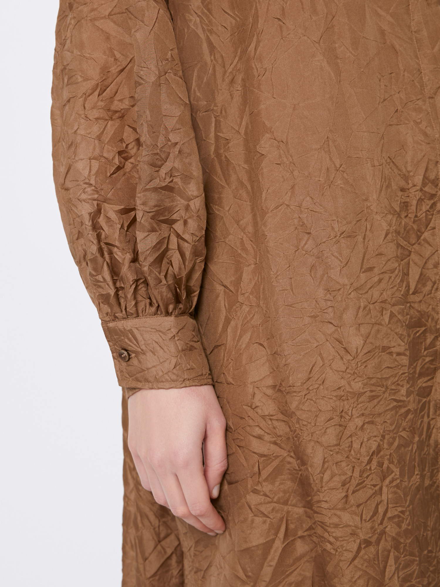 Max Mara Silk Canvas Shirt Dress In Brown