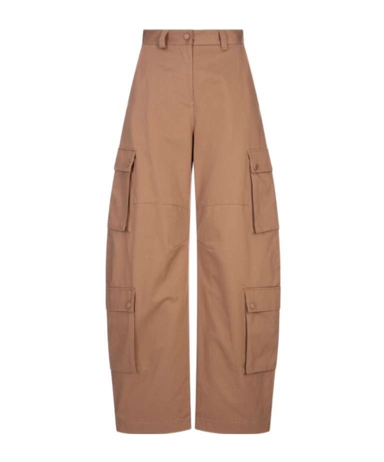 Msgm Drill Cargo Pants In Brown