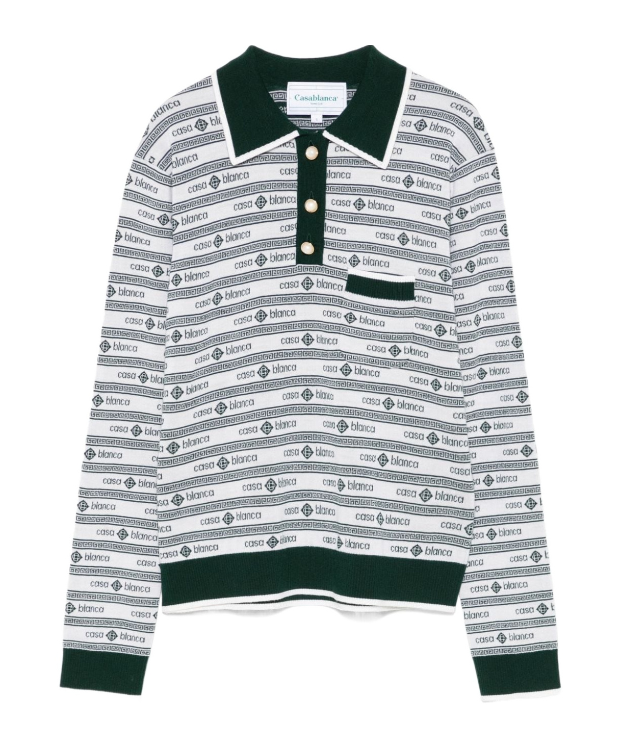 Casablanca Long-sleeved Knitted Polo Shirt In Gray