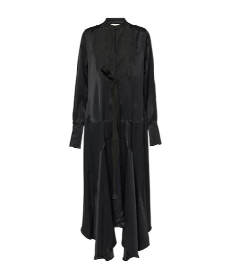 Plan C Asymmetric Pleated Midi Dress In Black