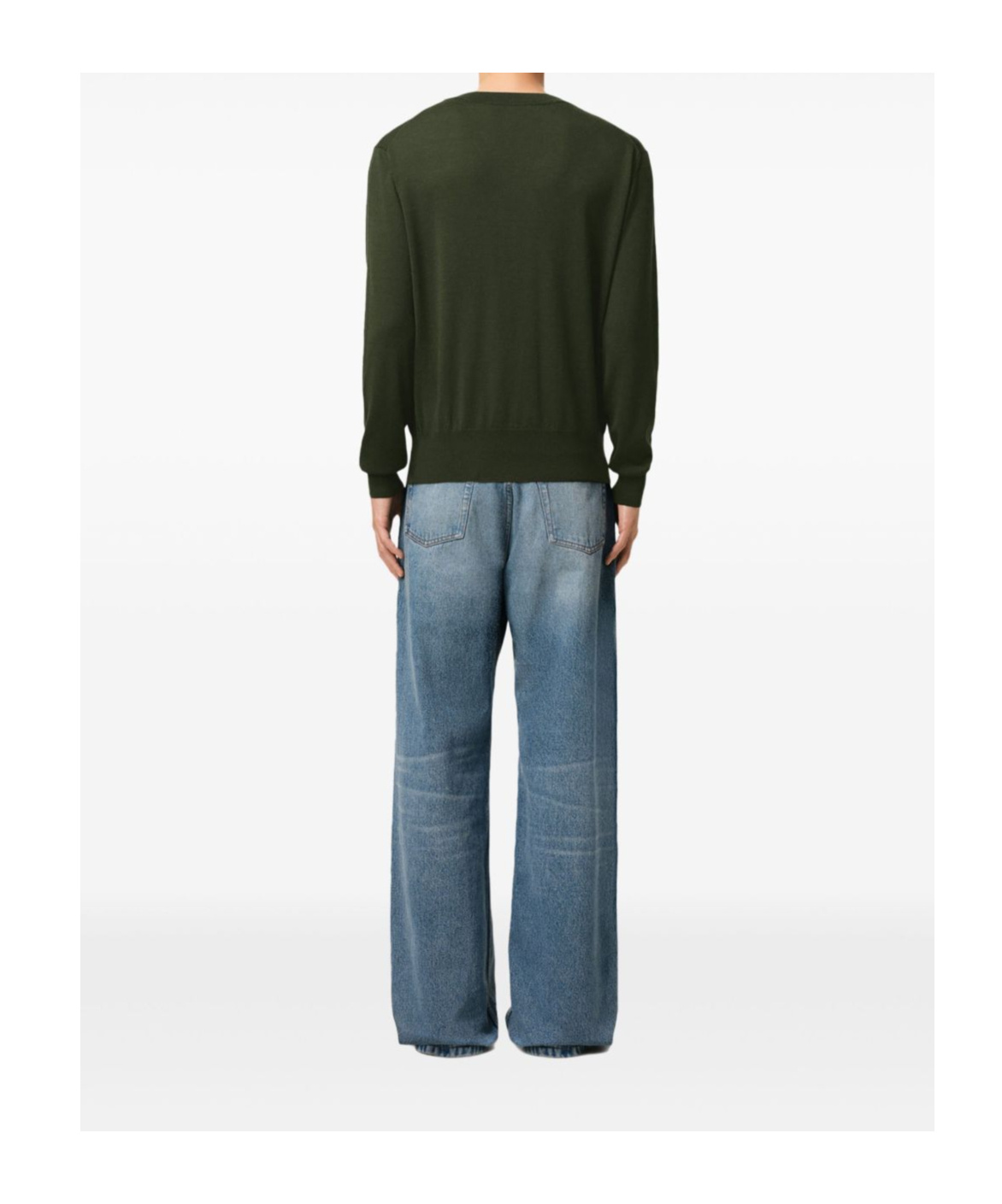 Ami Alexandre Mattiussi Slim Fit Knit Crewneck Sweater In Green