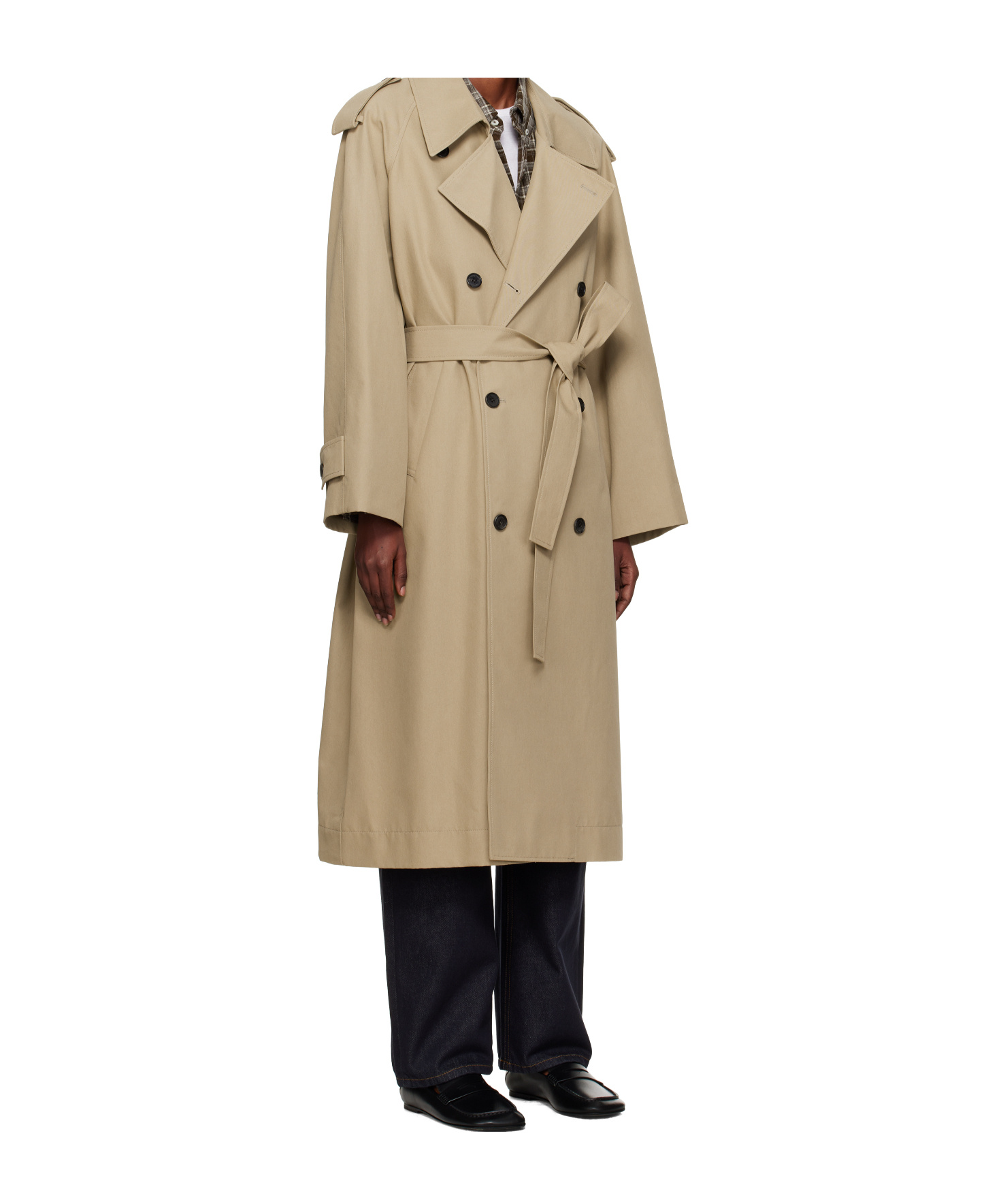Dunst Tan Unisex Oversized Trench Coat In Gold