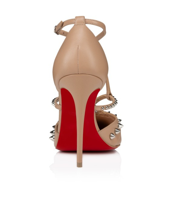 Christian Louboutin Tatooshka Spike Pointed Toe Pump In Nude