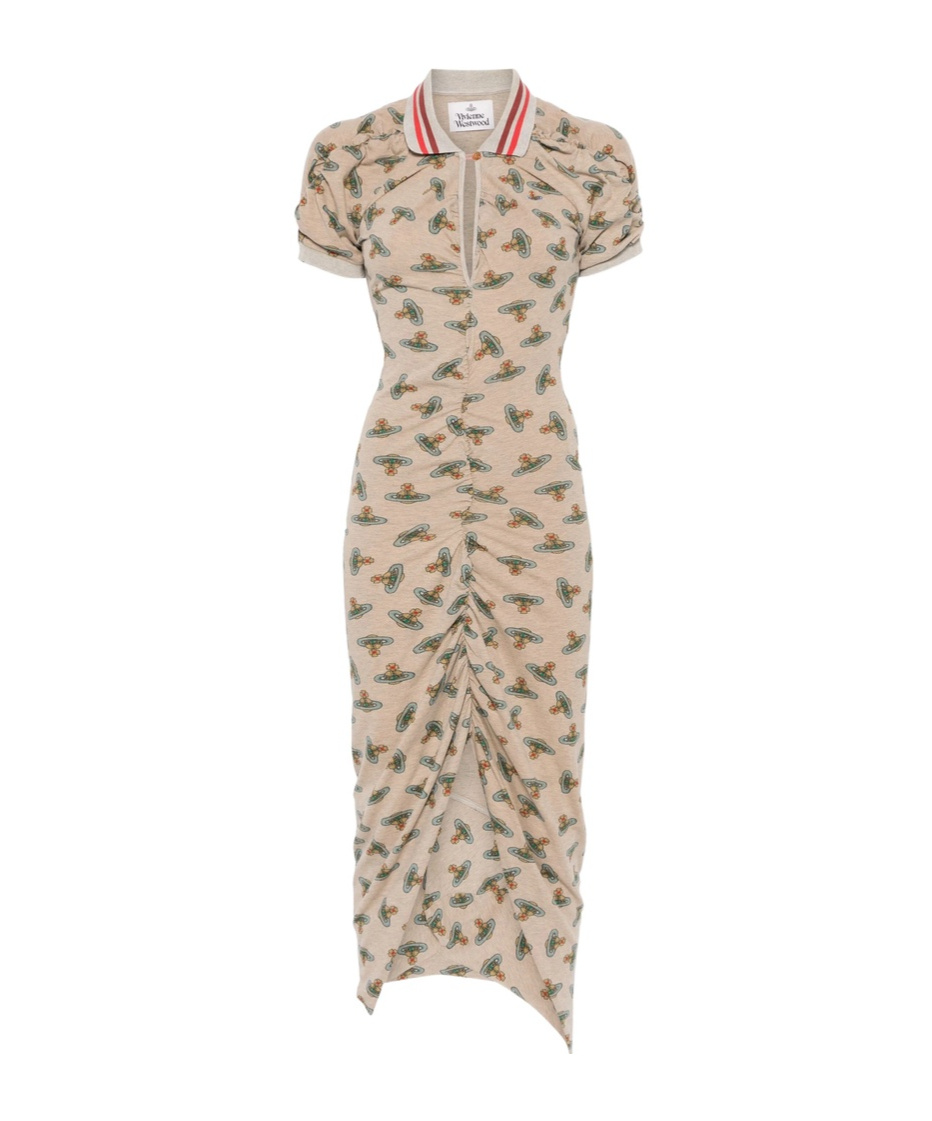 Vivienne Westwood Beige Pulling Midi Dress In Sand Overdyed