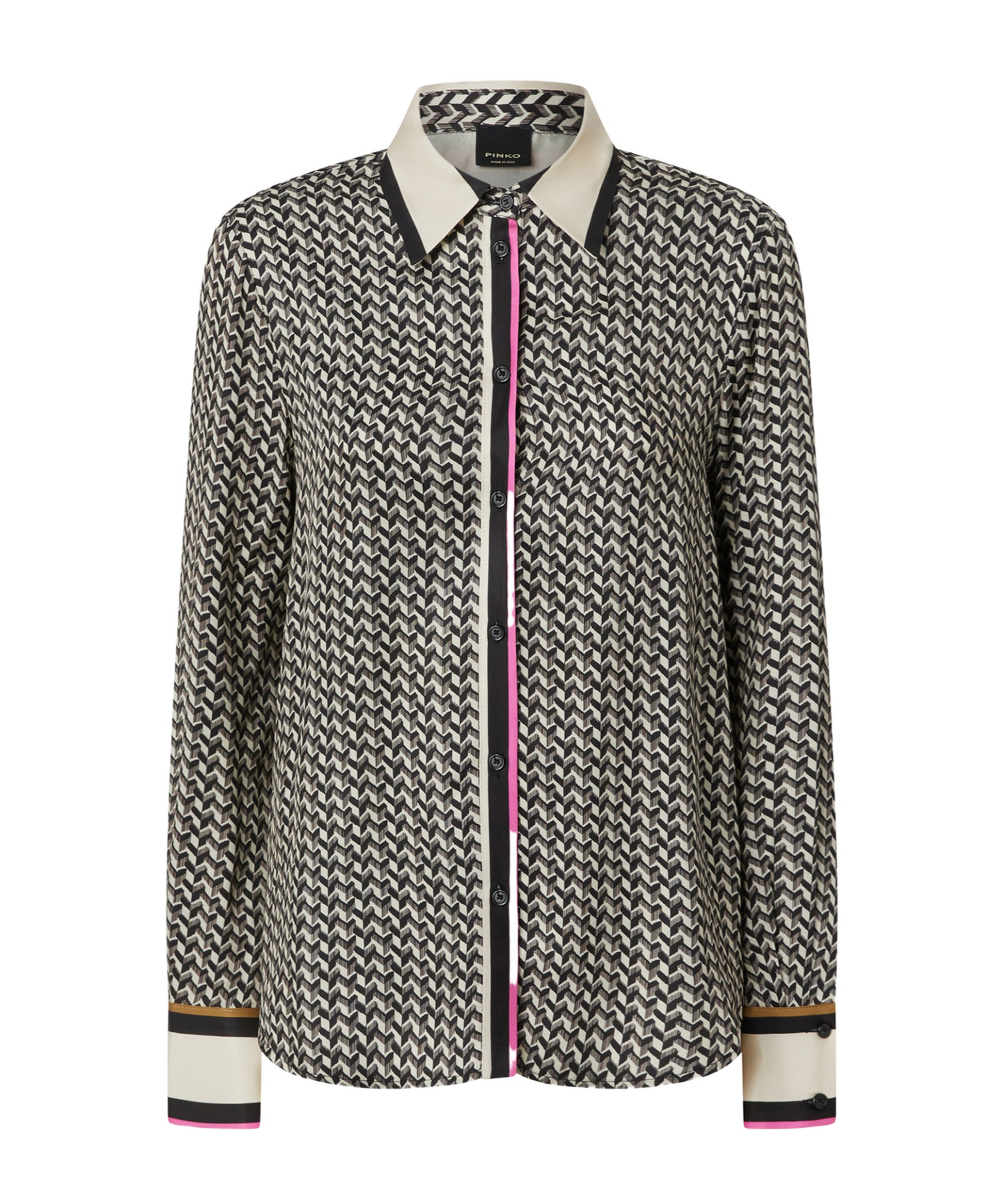 Pinko New Nora Geometric-print Shirt In Black