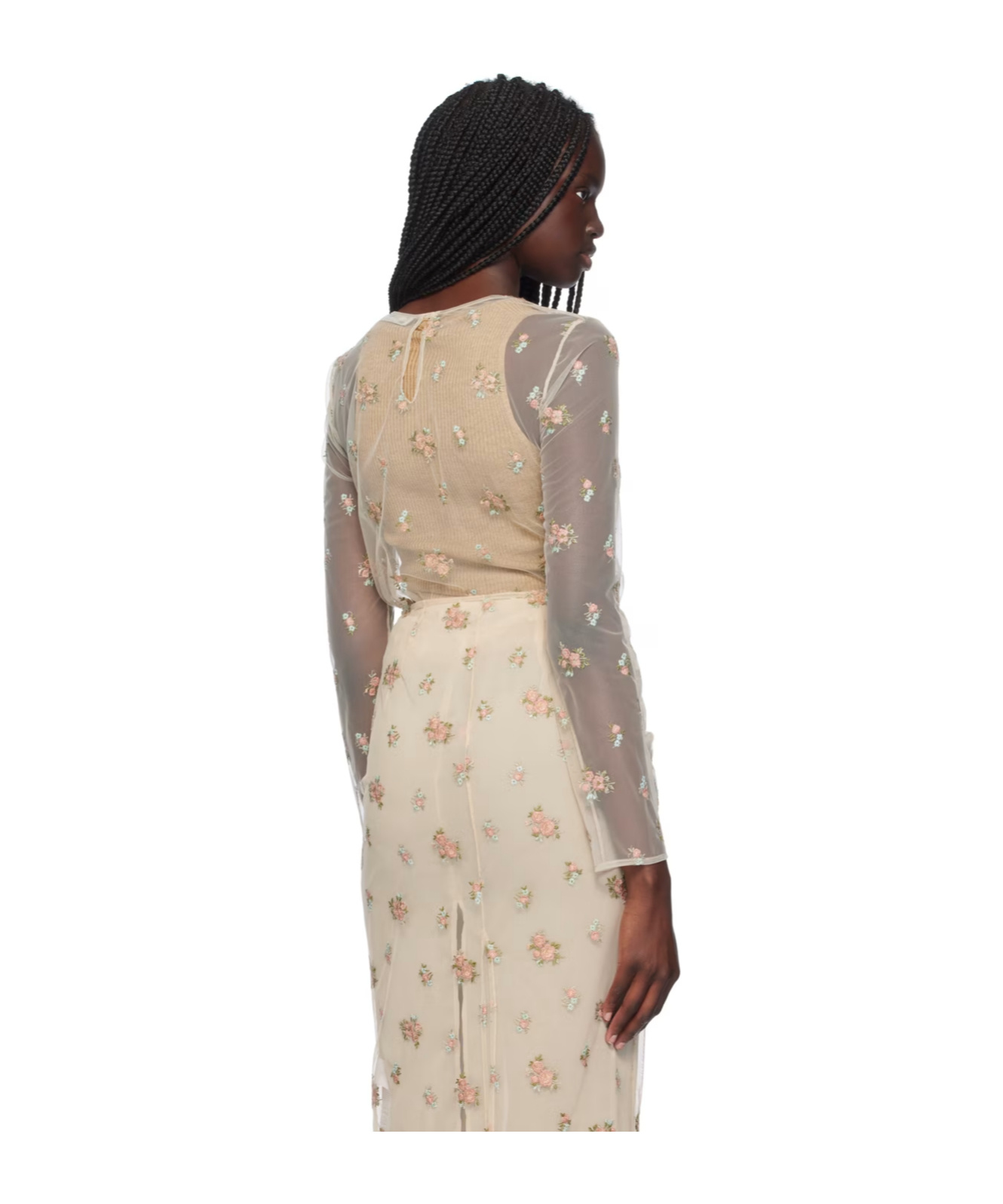 Shop Blumarine Floral Pattern Embroidered T-shirt In Nude