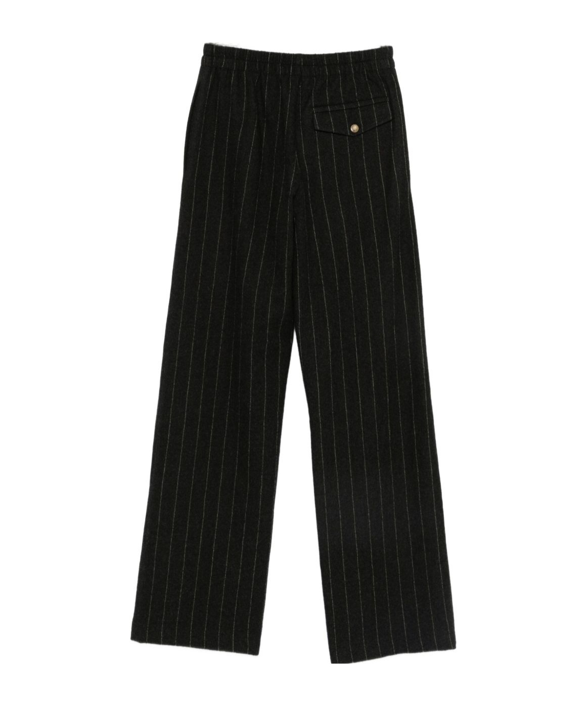 Alysi Wide-leg Striped Casual Pants In Black