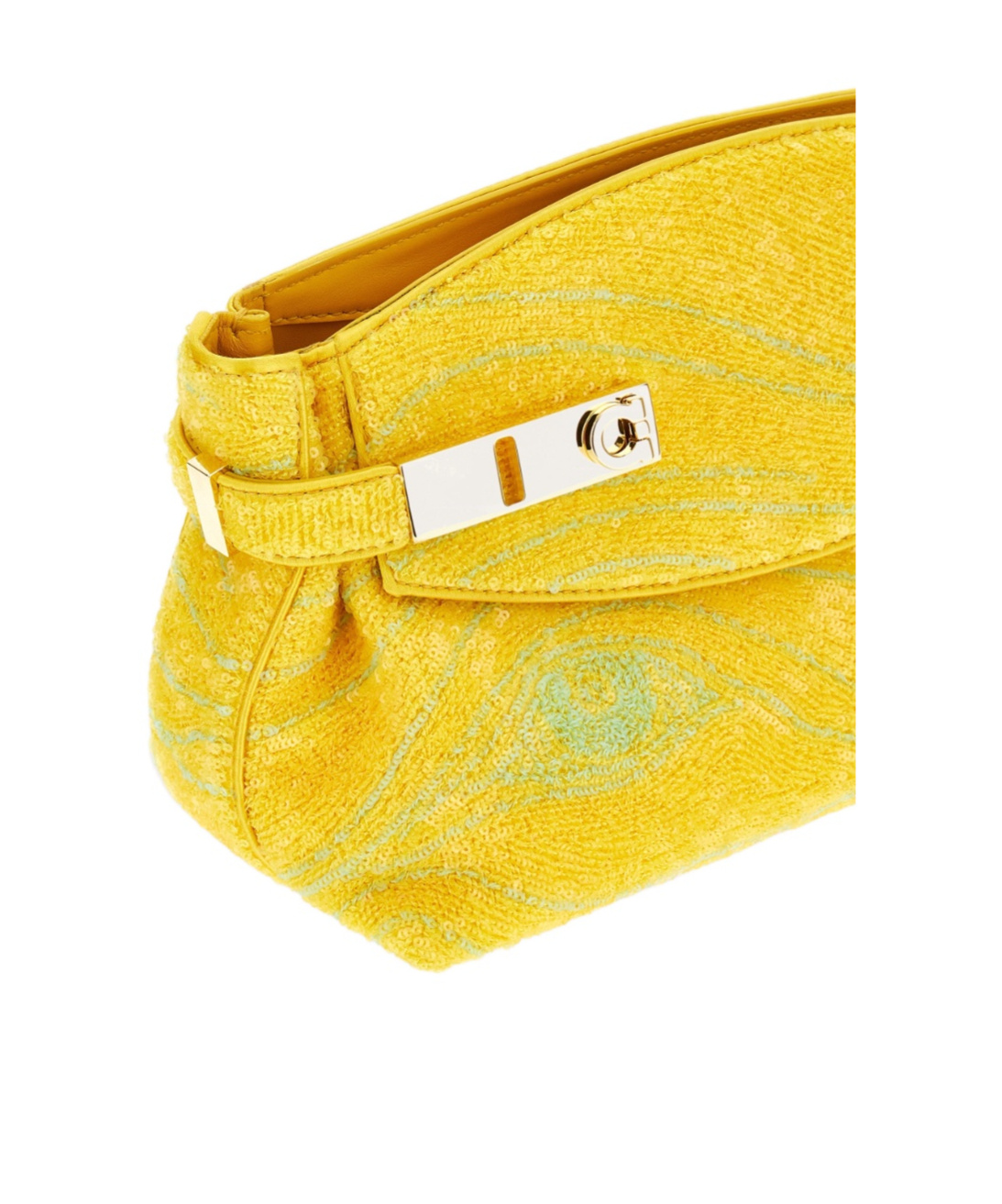 Ferragamo Hug Soft Crossbody Bag With Sequins (xs) In Yellow