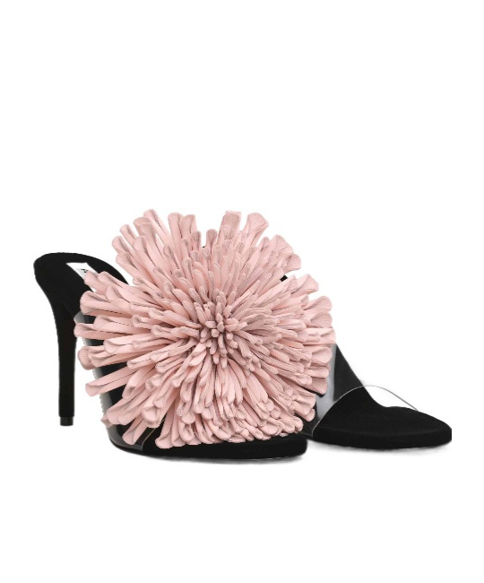 Alaïa Leather-trimmed Pvc And Velvet Sandals In Pink