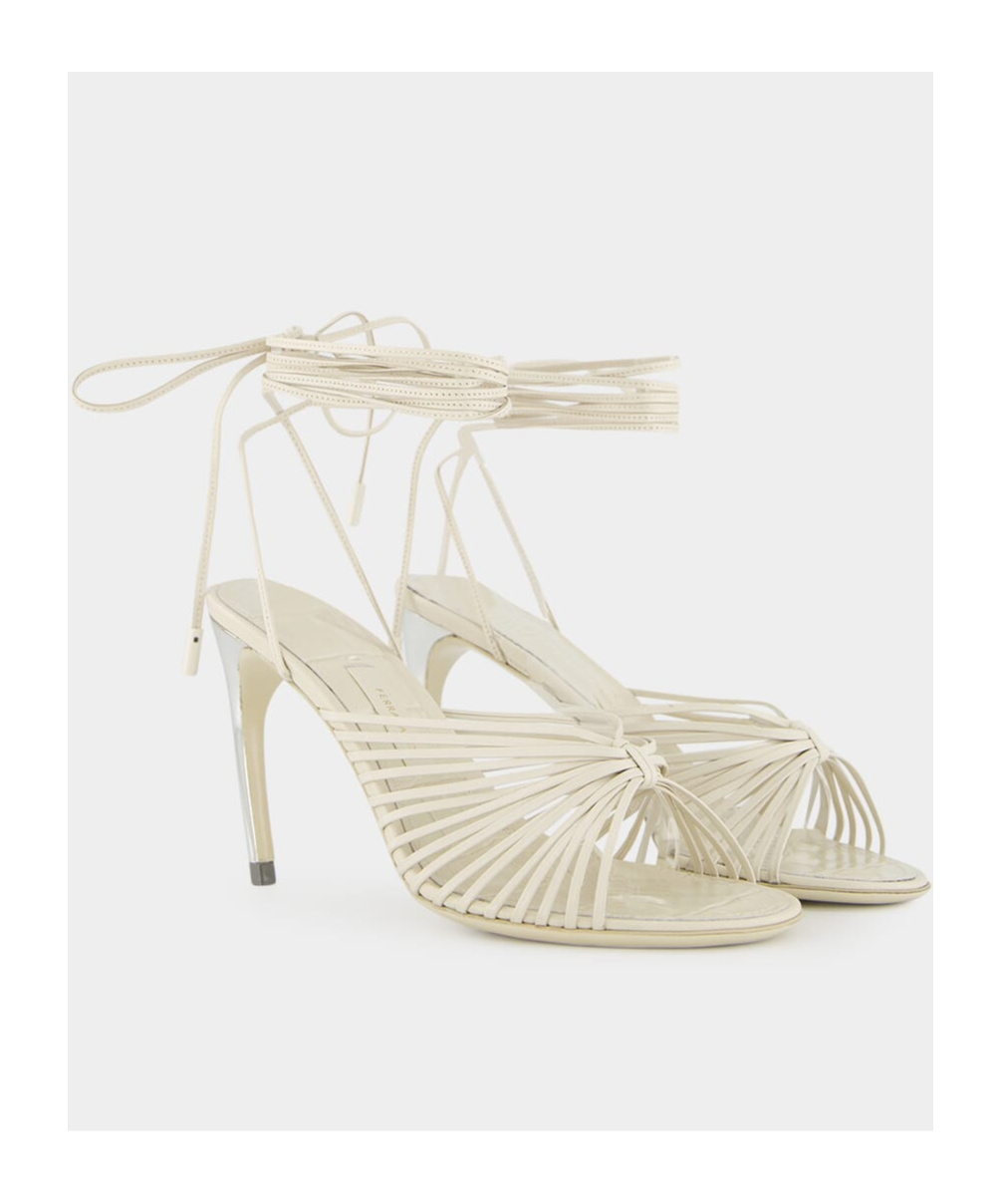 Ferragamo 85mm Caged Leather Sandals In White