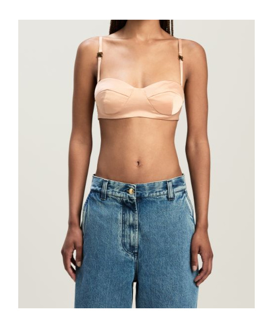 Palm Angels Pa Logo Cup Bra In Nude
