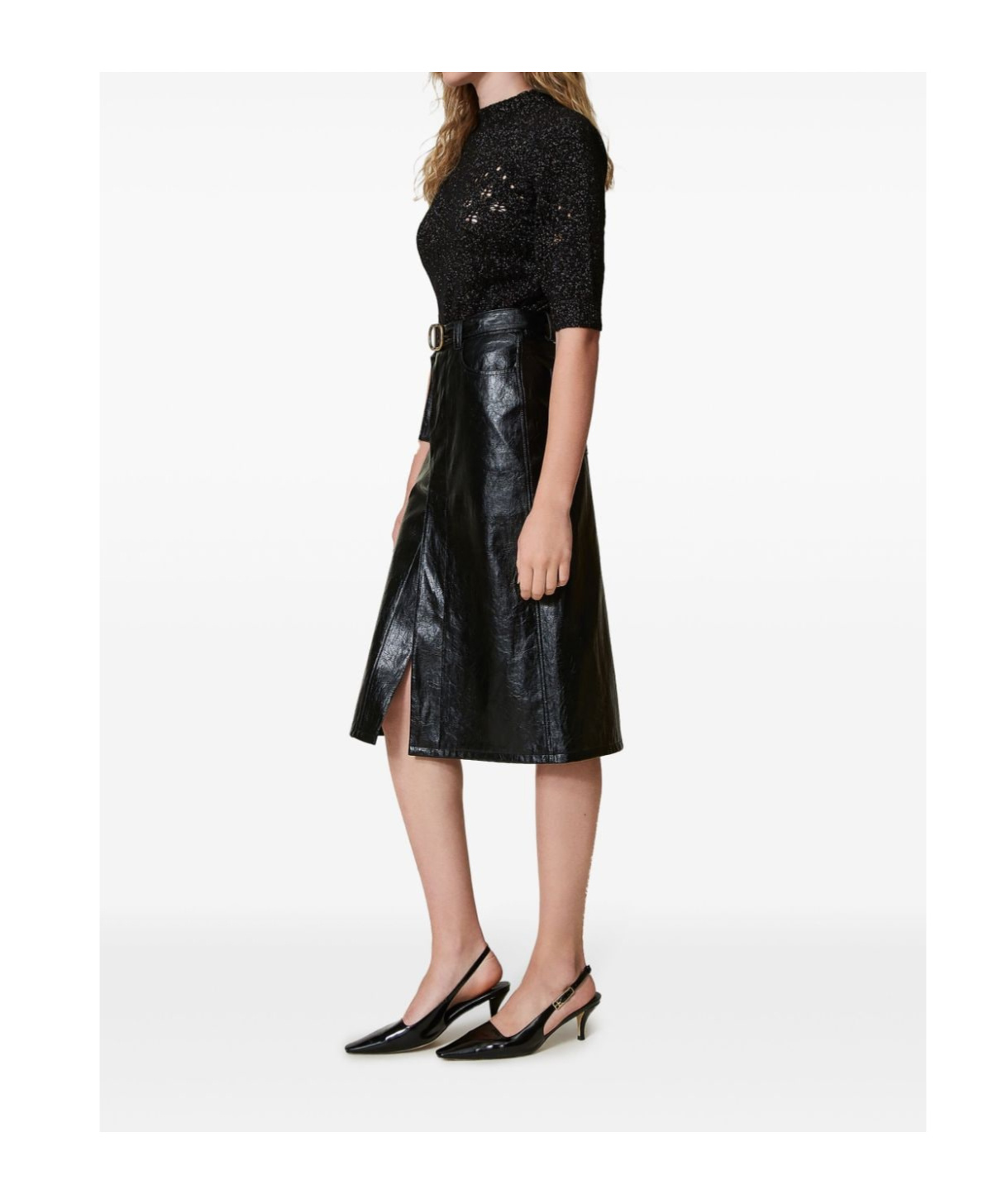Shop Twinset Logo-plaque Midi Skirt