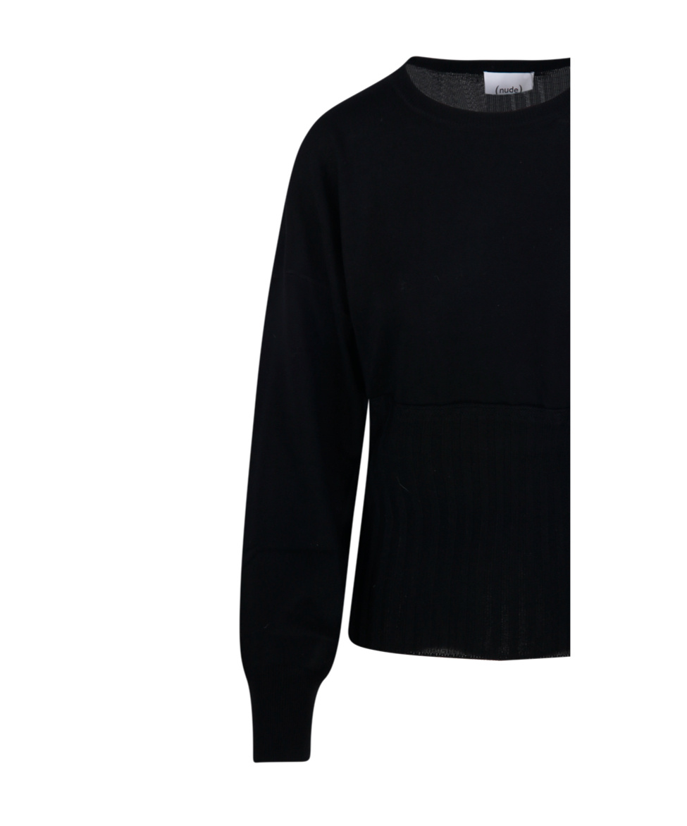 Nude Ribbed-panel Jumper In Black