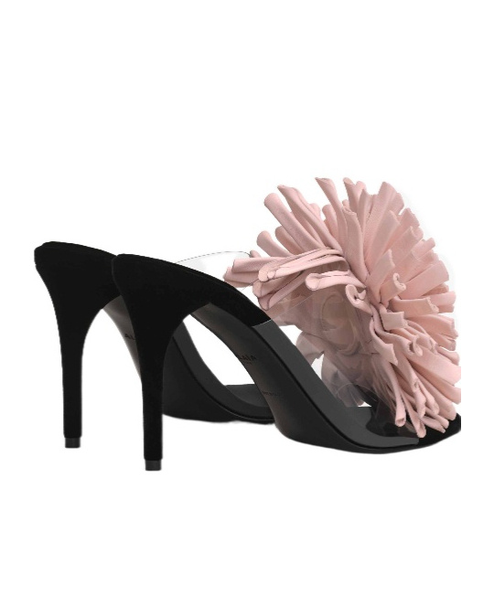 Alaïa Leather-trimmed Pvc And Velvet Sandals In Pink
