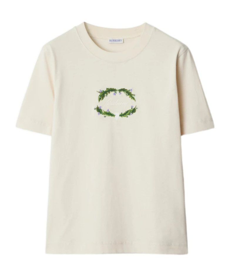 Burberry Women's Mc Sic Natural Flower Logo T-shirt In White