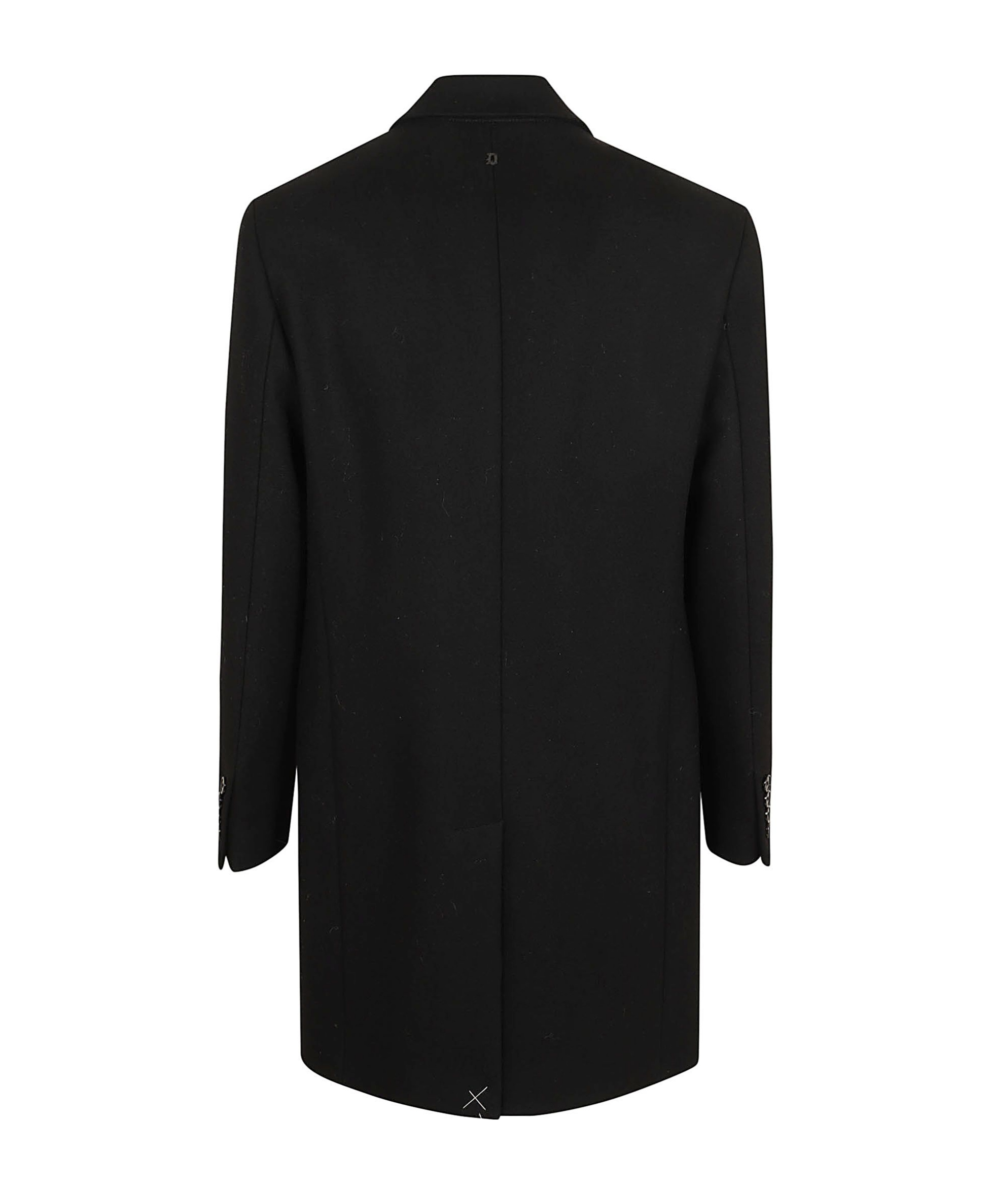Dondup Knee-length Wool Coat With Welt Pockets And Three Buttons In Black