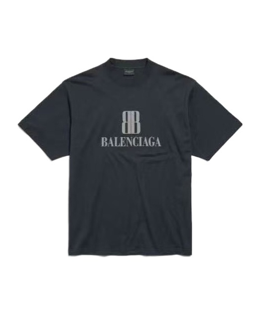 Balenciaga Faded Black Nano Bb Medium Fit T-shirt In Black
