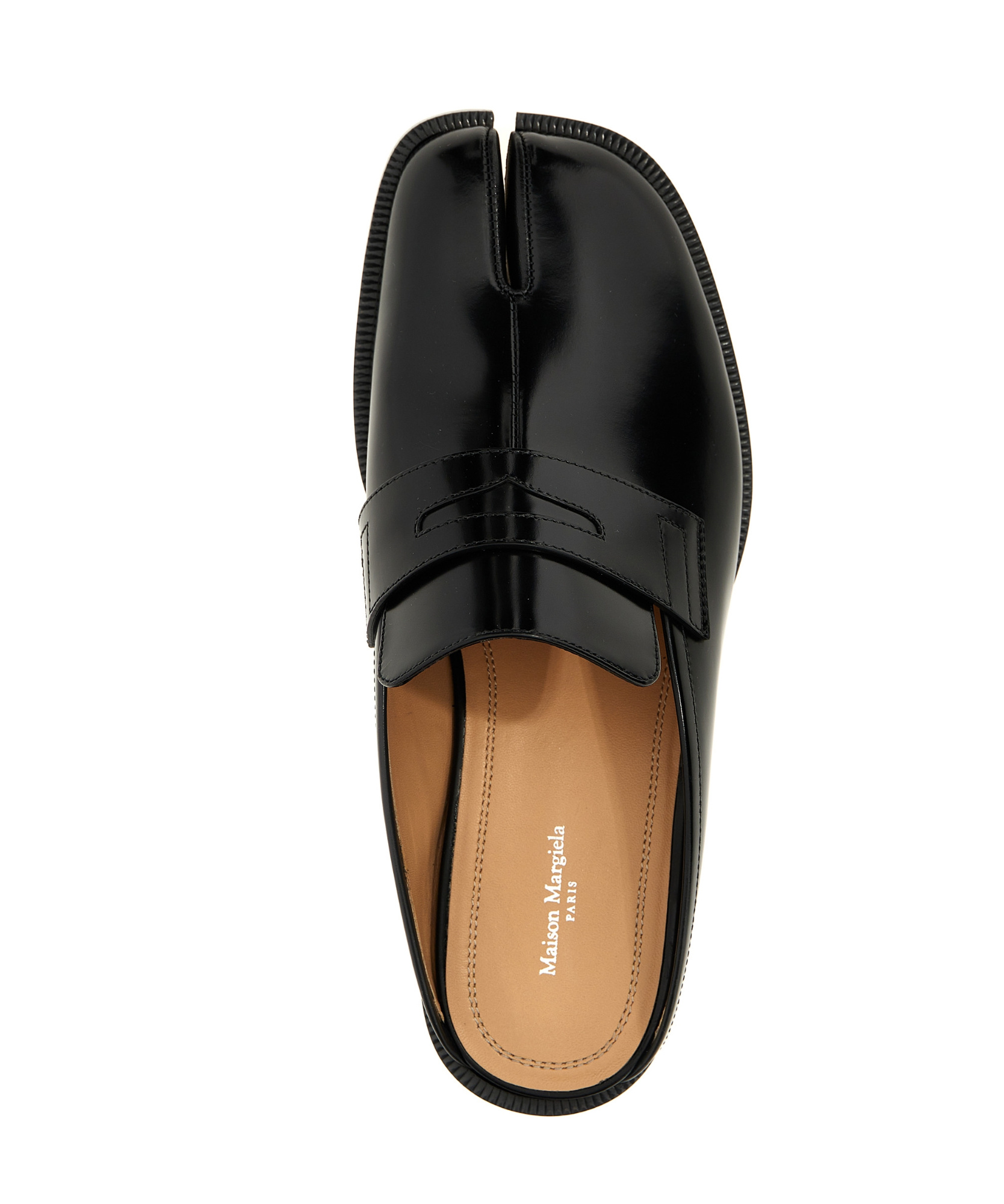 Maison Margiela Tabi City Calf Leather Flat Mules In Black