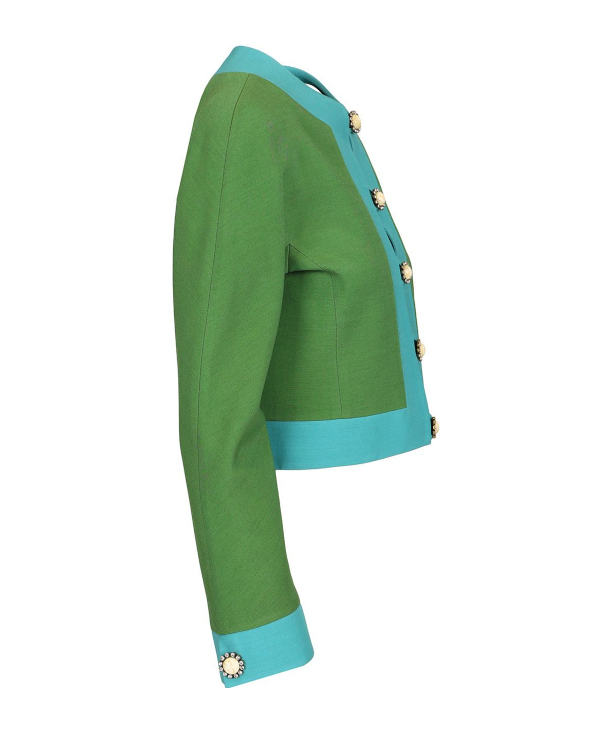 Valentino Short Green And Turquoise Jacket In Nude