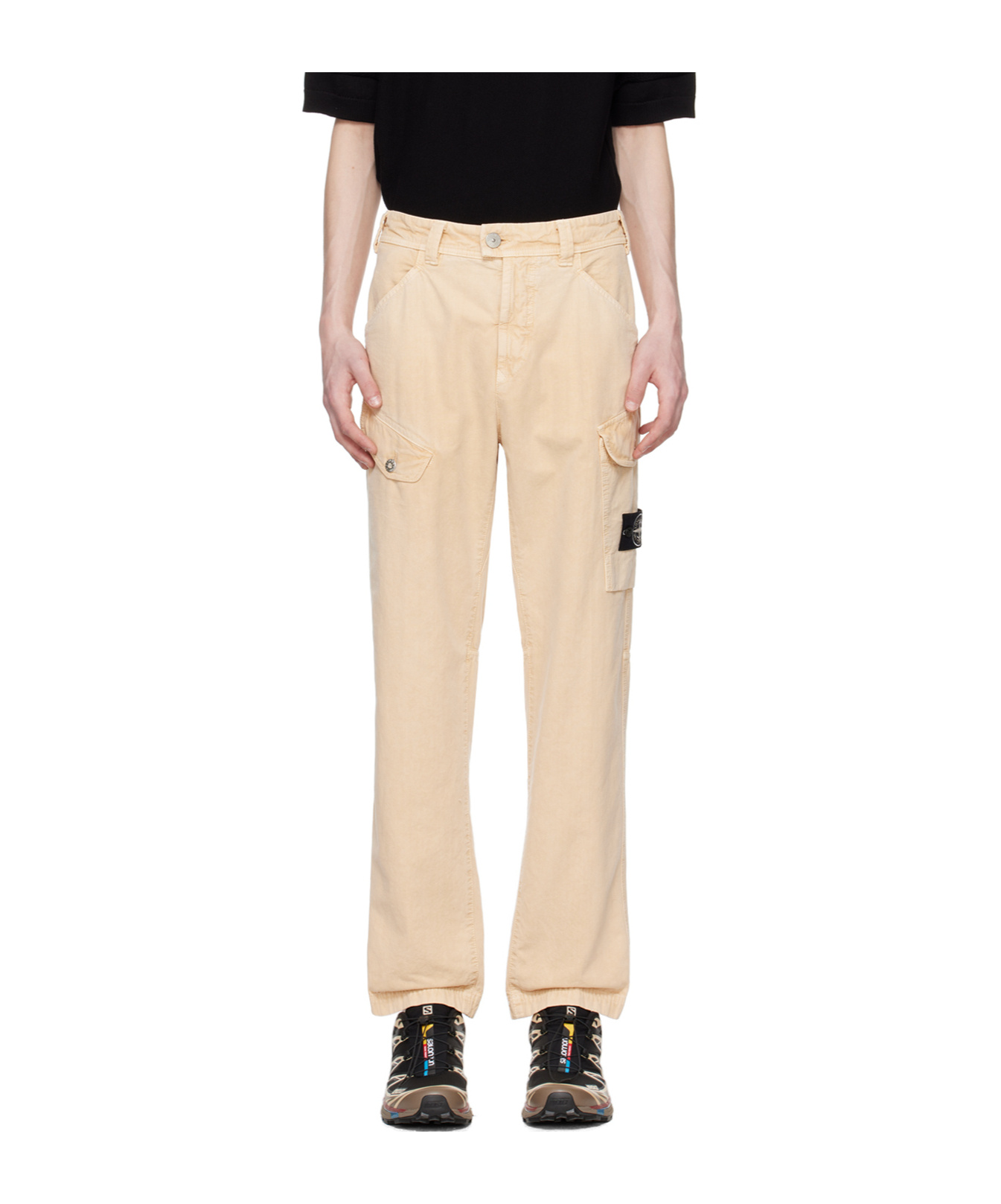 Stone Island Cloth Overalls Casual Trousers In Nude