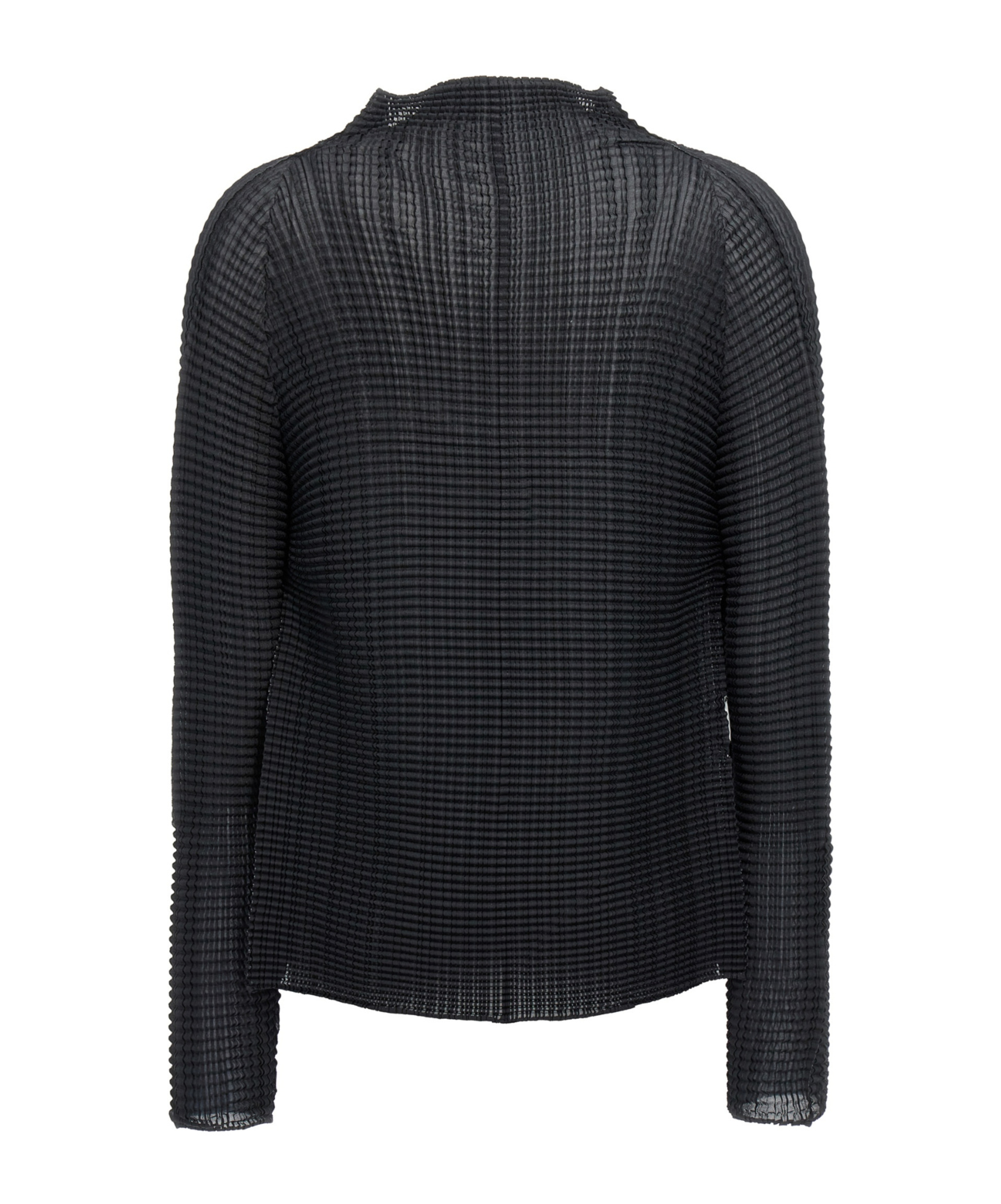 Issey Miyake Pleated Long-sleeved Cardigan In Black