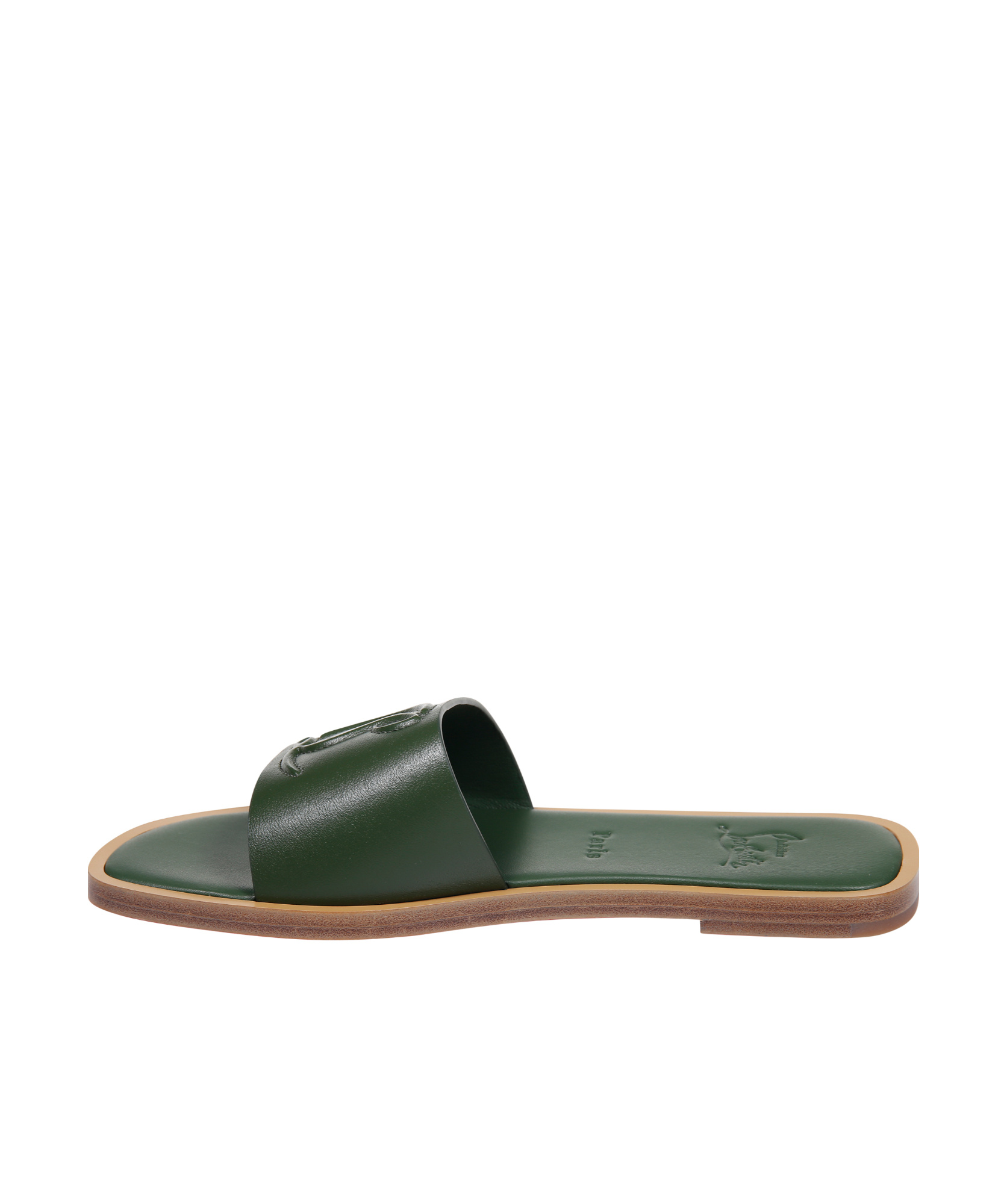 Christian Louboutin Cl Mule Leather Sandal In Green