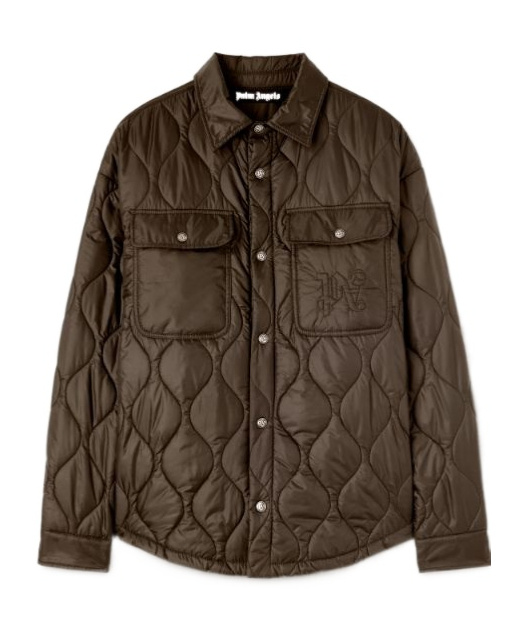 Palm Angels Logo Embroidered Drop Shoulder Jacket In Brown