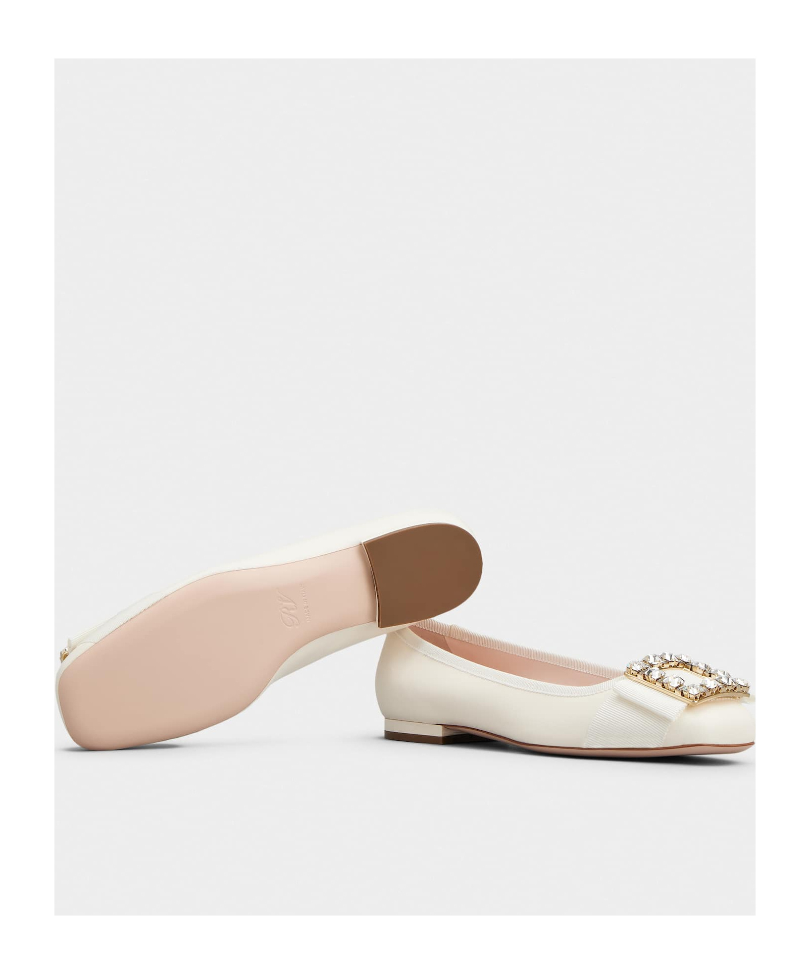 Roger Vivier Embellished Slip-on Ballerinas In White