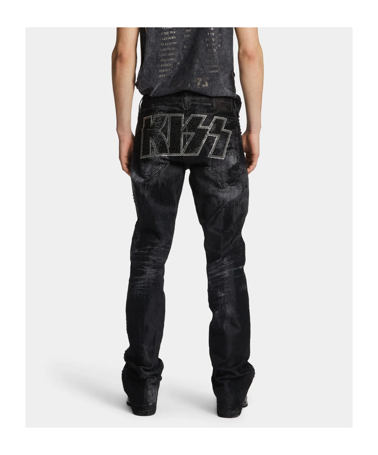Dsquared2 X Kiss The American Embellished Jeans In Black