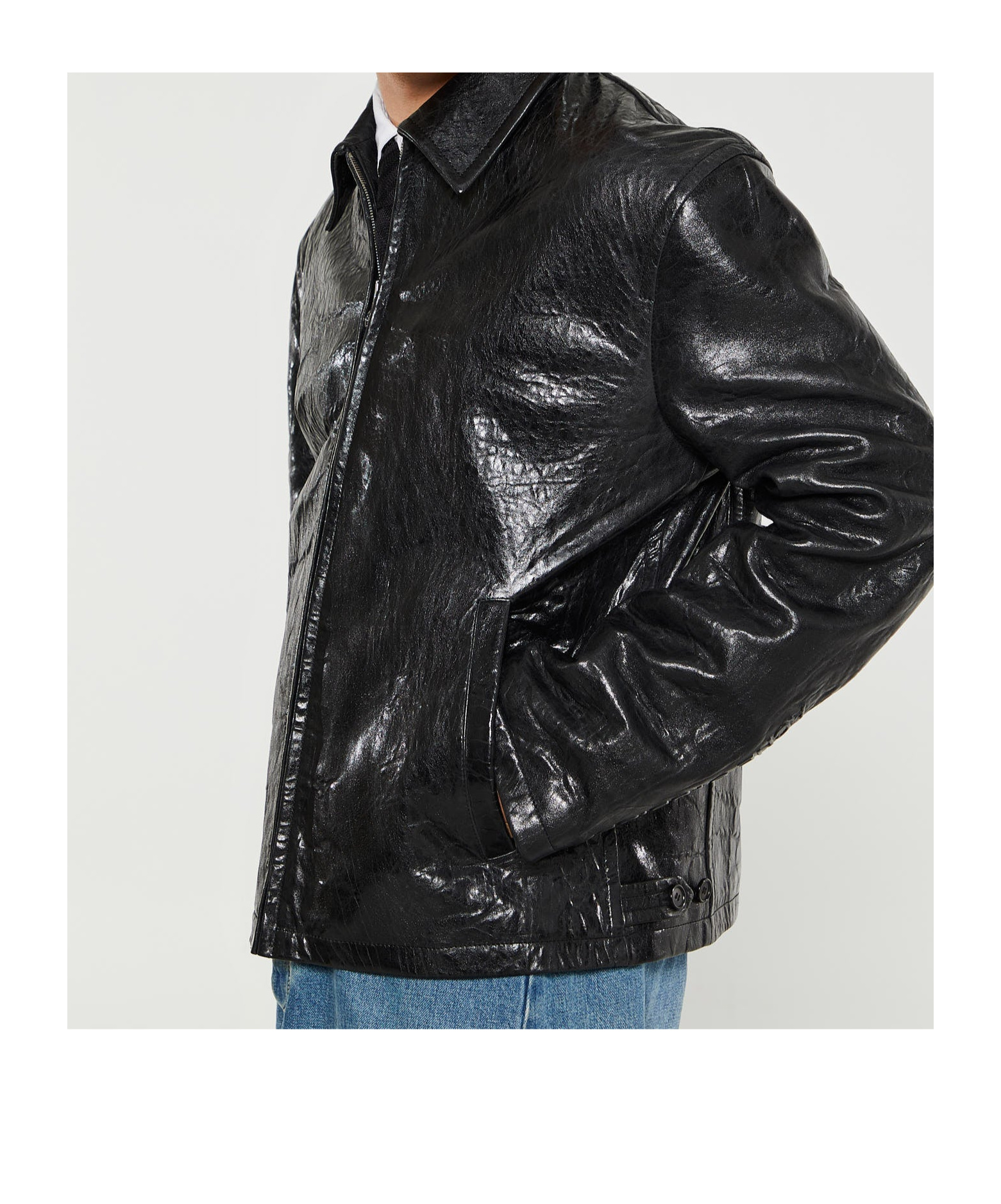 Shop Acne Studios Zip-up Leather Jacket In Black