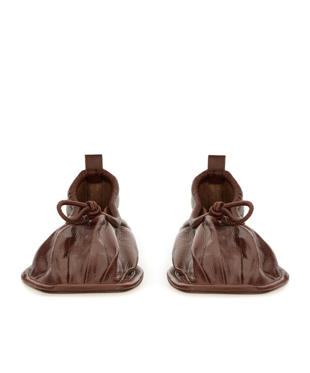 Hereu Elasticated Detail Square-toe Flat Shoes In Brown