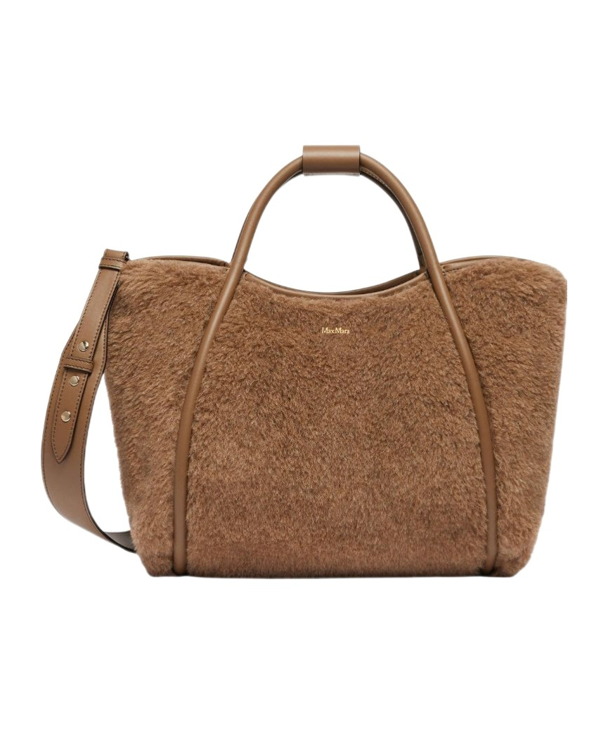 Max Mara Small Tmarin Teddy Top Handle Bag In Brown