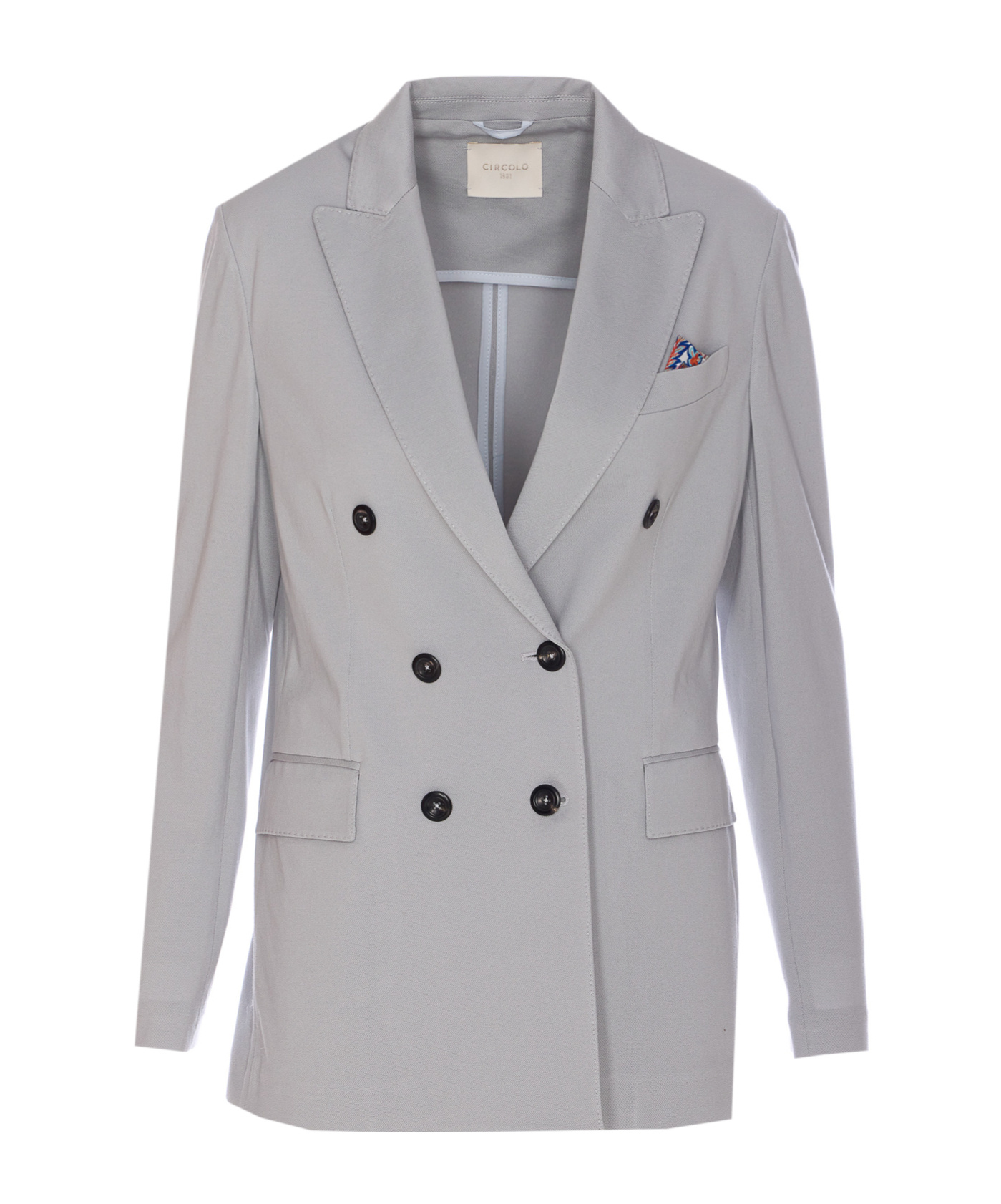 Circolo 1901 Double-breasted Cotton Jacket With American Rear Vent In White