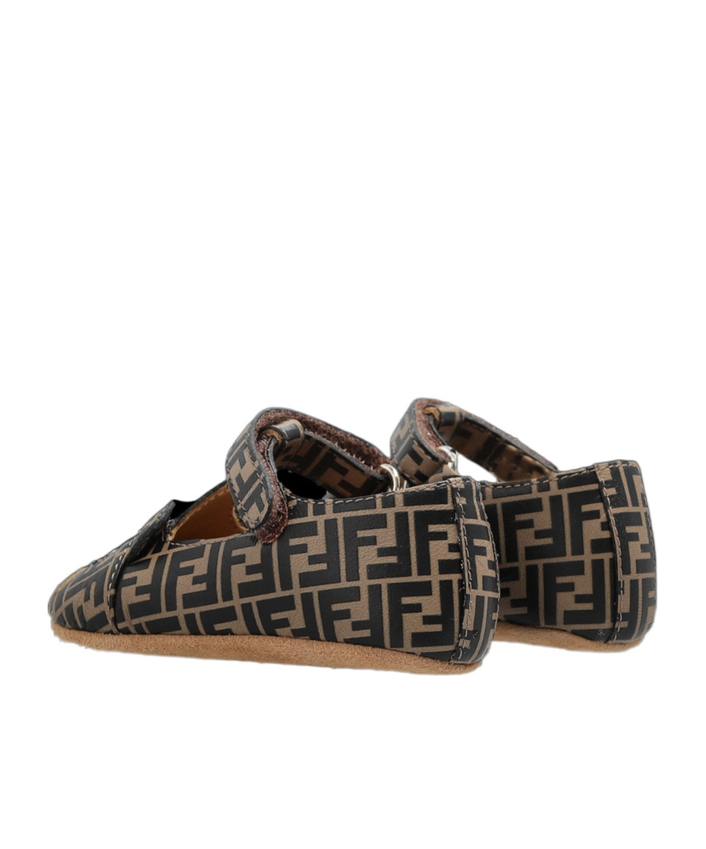 Fendi Kids All-over Logo Printed Touch-strap Pre-walkers In Multi