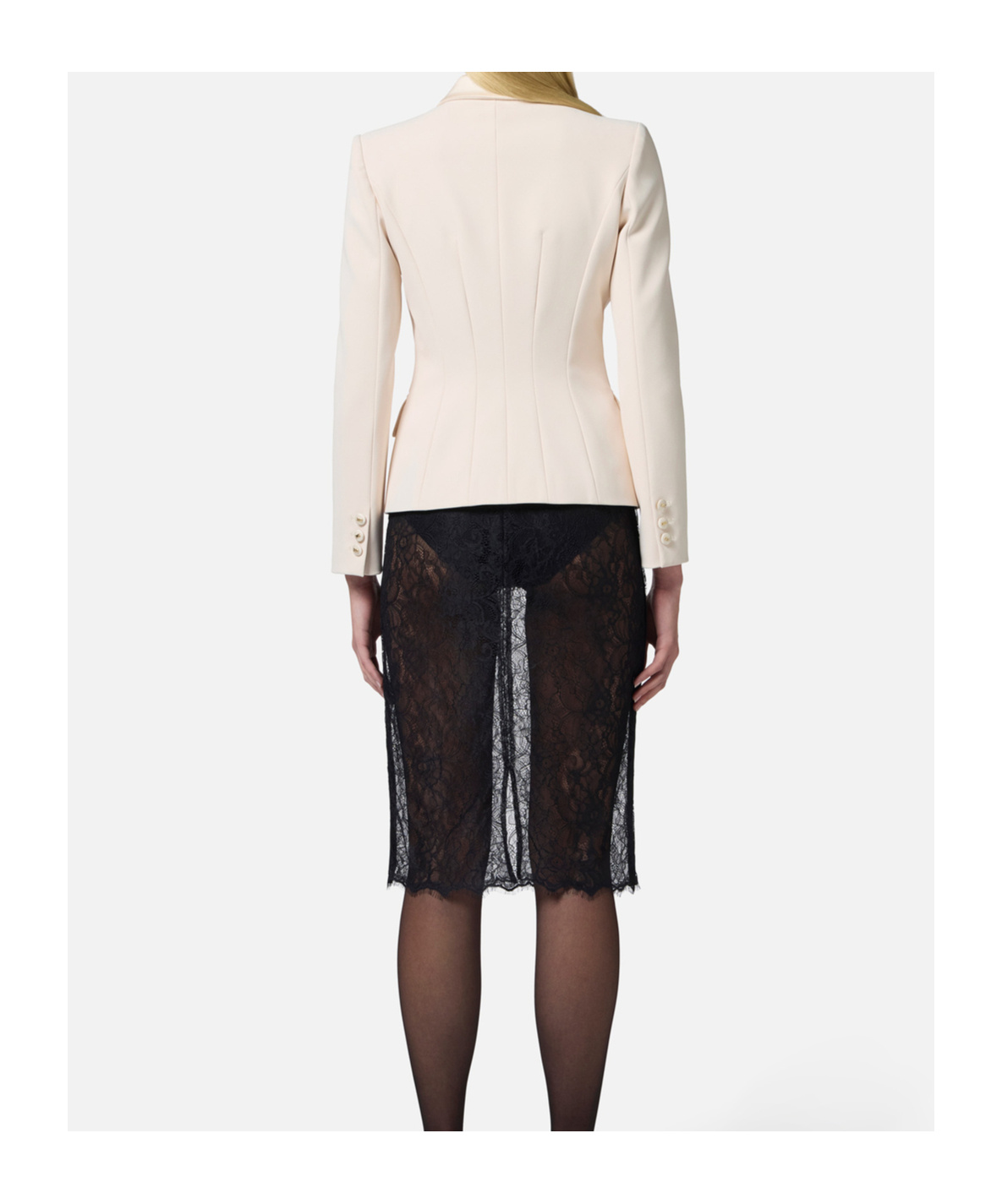 Elisabetta Franchi Crepe Satin Blazer In White