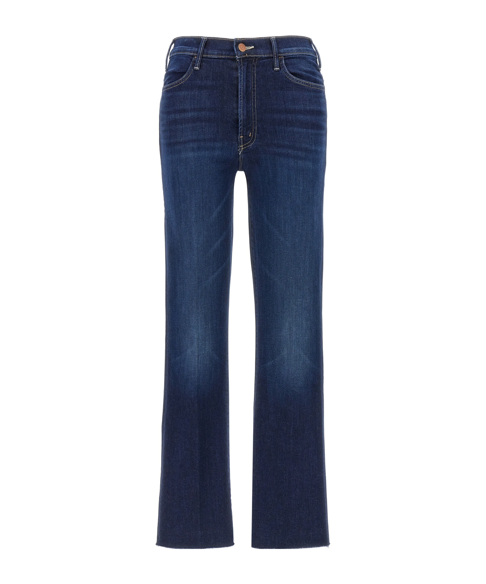 Mother Jeans The Rerun Zip Sneak With Belt Loops And Logo Embroidery On The Back In Blue Denim For Women