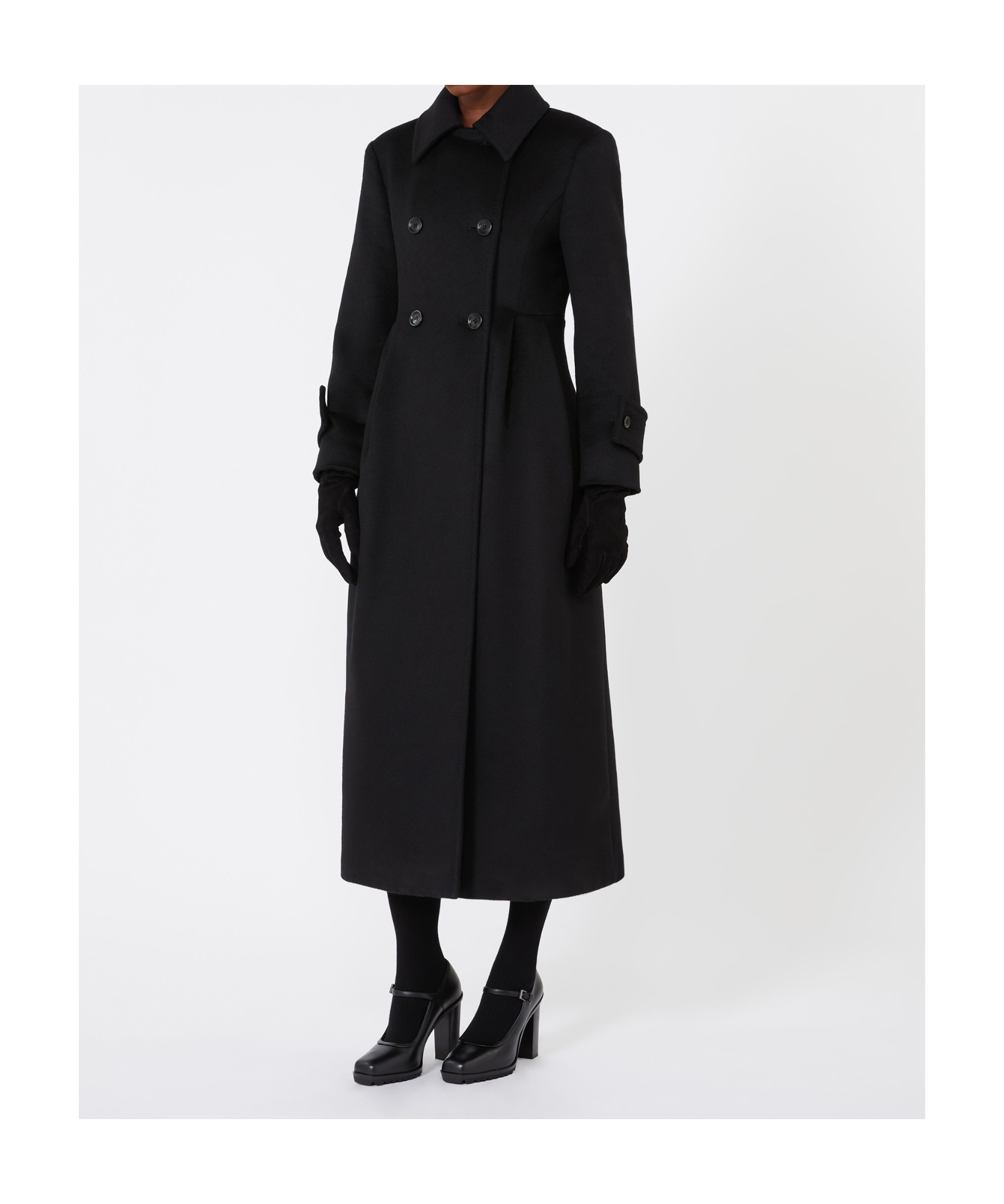 Max Mara Tailored Long Coat Shirt Collar In Black