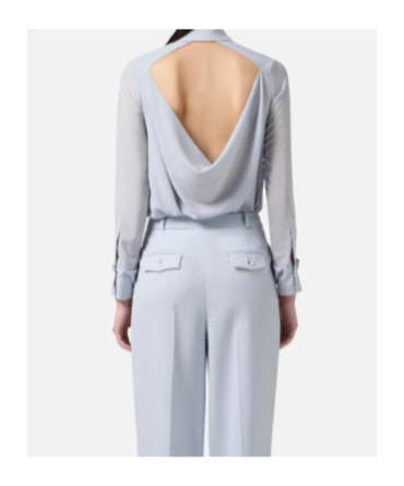 Elisabetta Franchi Shirt In Georgette Fabric In Silver