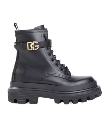 DOLCE & GABBANA LOGO-BUCKLE BOOTS