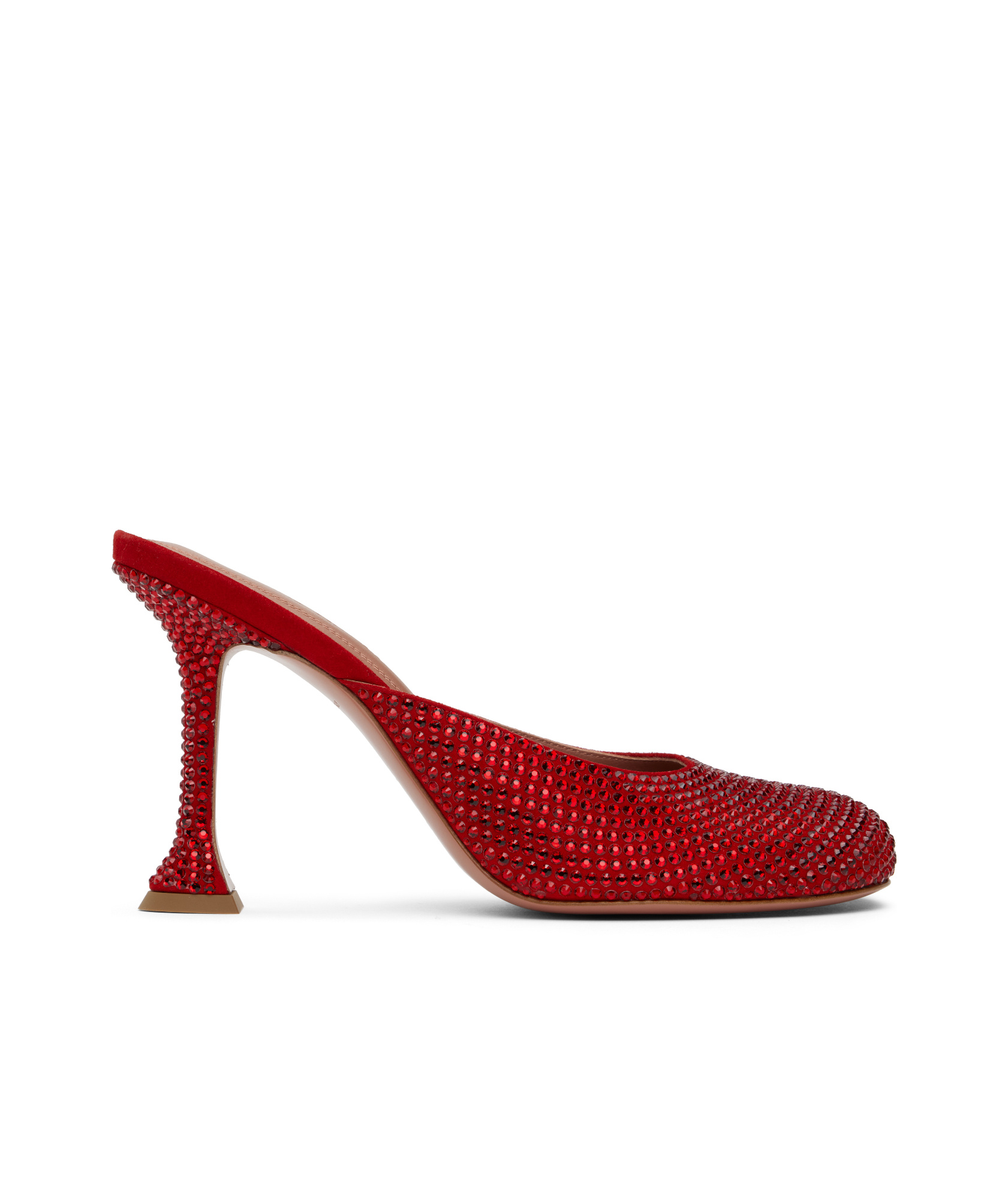 Amina Muaddi Round-headed High-heeled Sandals In Red