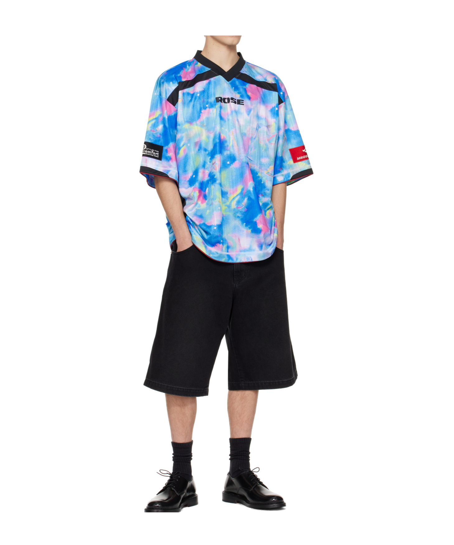 Martine Rose Watercolour-print V-neck T-shirt In Multi