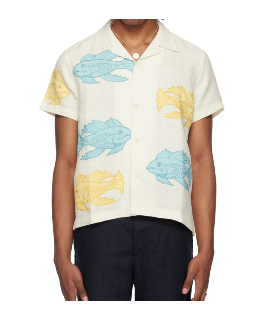 Bode Piscine Appliqué Shirt In White