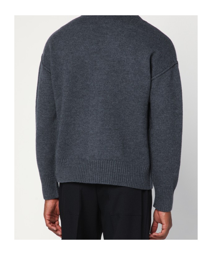 Ami Alexandre Mattiussi Ami Paris Ami De Coeur Heather Grey Wool Cardigan Men In Gray