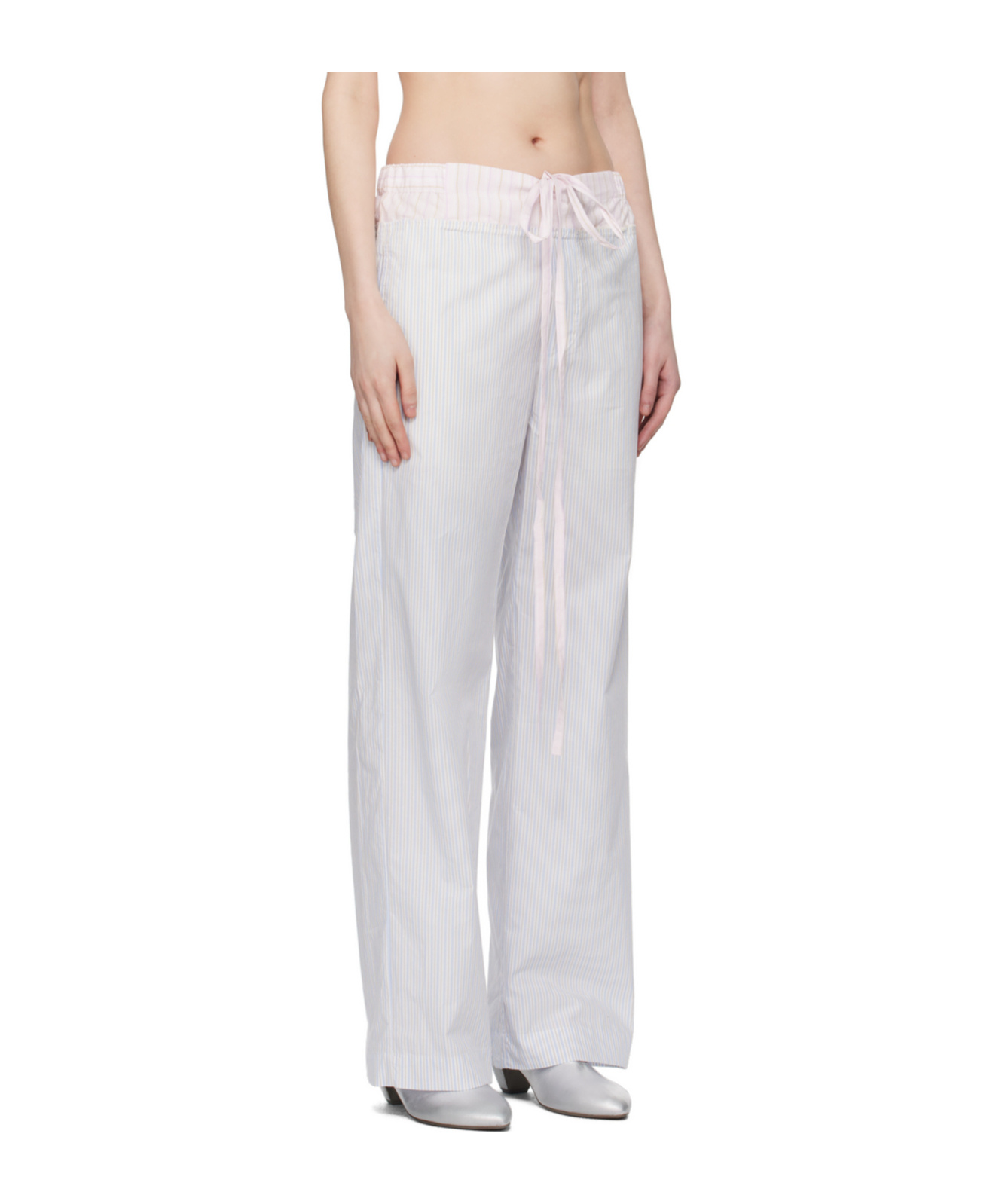 Edward Cuming Striped Casual Pants In White