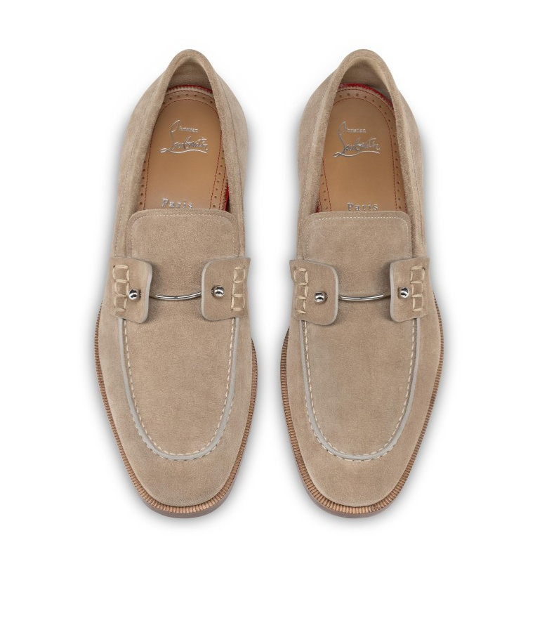 Christian Louboutin Mens Saharienne Chambelimoc Leather Derby Shoes Eur 45.5 / 11.5 Uk In Nude