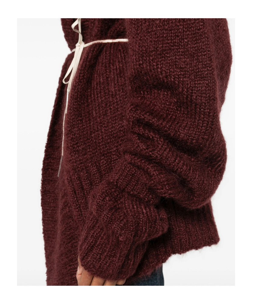 Dries Van Noten Lace-up Cardigan Sweater In Red