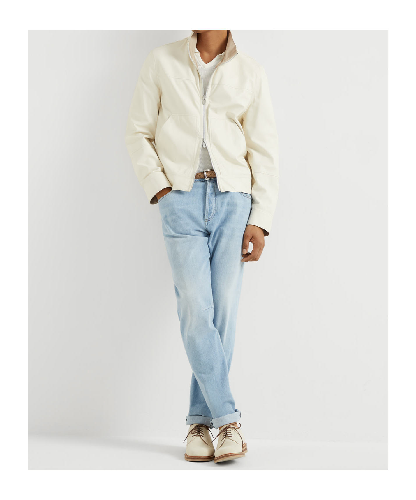 Brunello Cucinelli Reversible Bomber Jacket In White