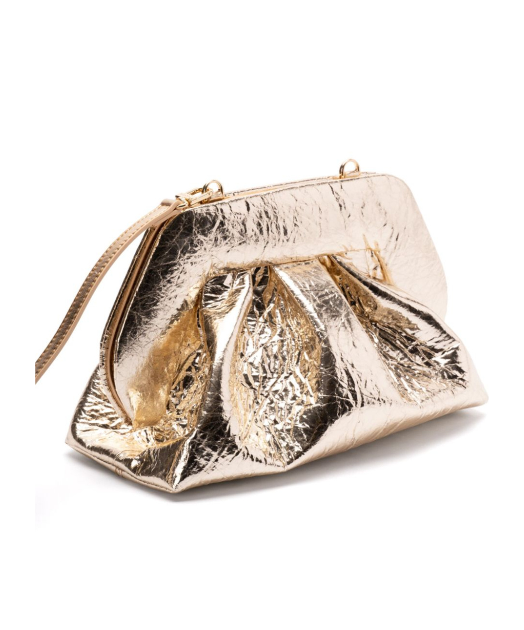 Themoirè Pineapple Cross Body Bag With Pleat Detailing In Nude